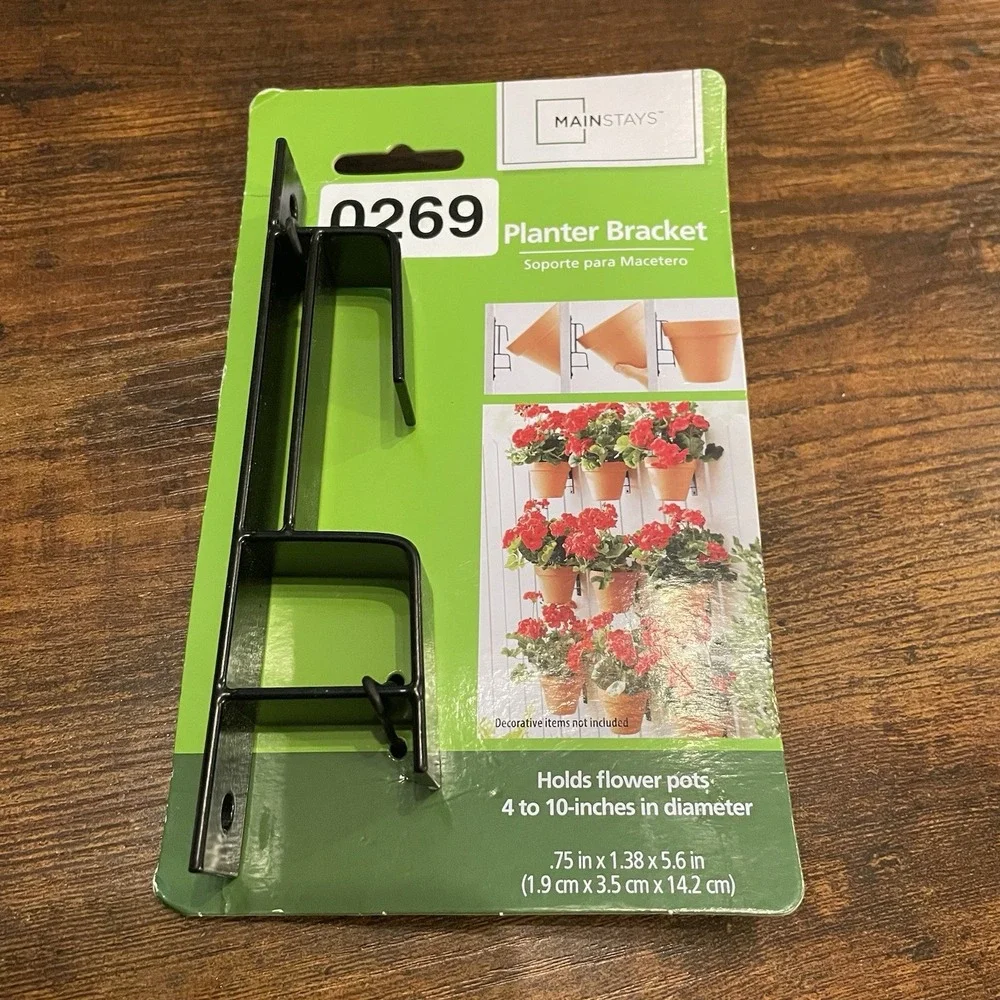 ✅Mainstays Hanging Iron Planter Bracket Flower Pot Wall Mount 4-10